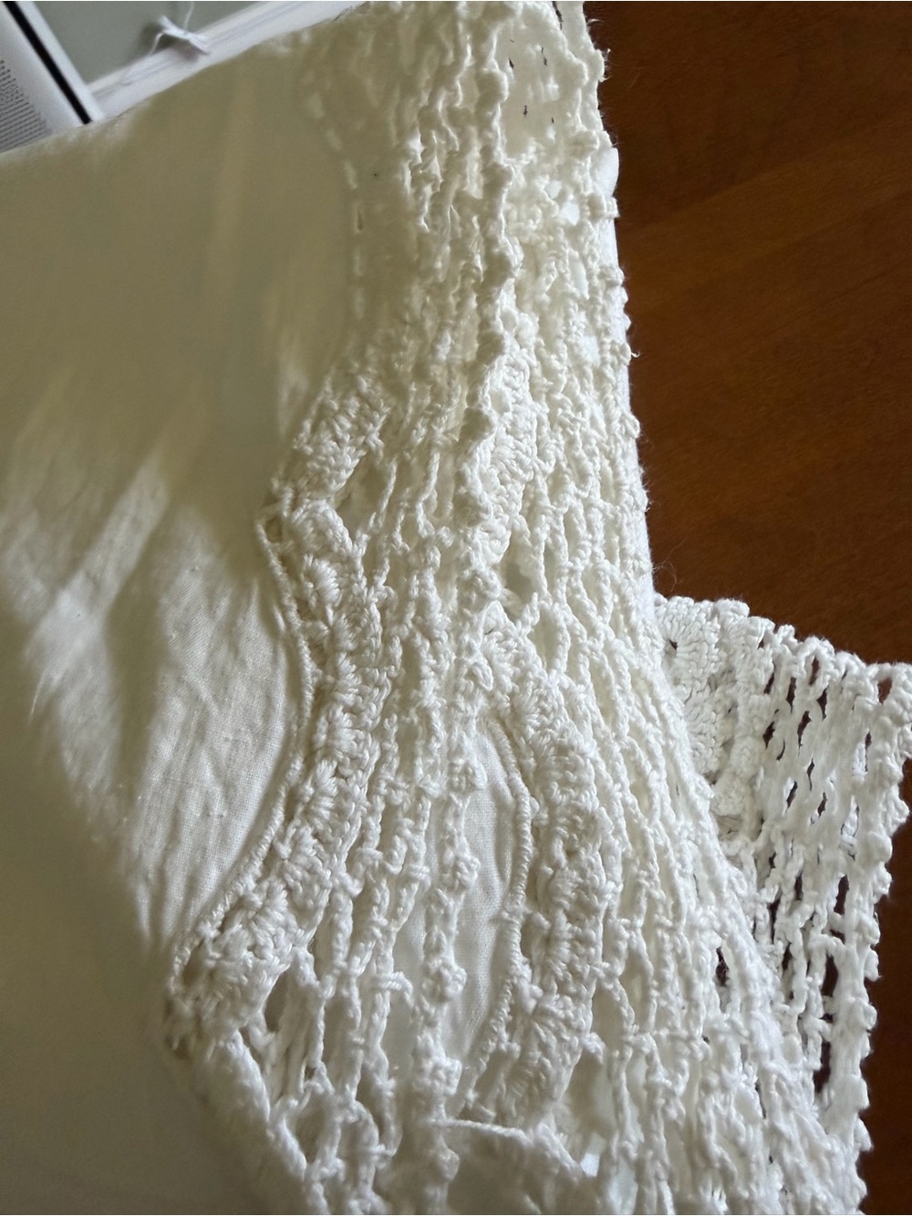 Queen Size Cotton Crochet Dust Ruffle